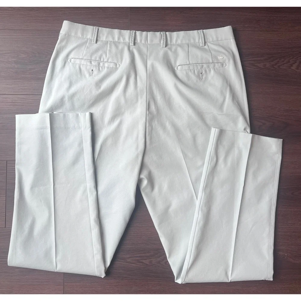 Peter Millar Crown Sport Men 38x32 Gray Performance Chino Pants Golf Trousers